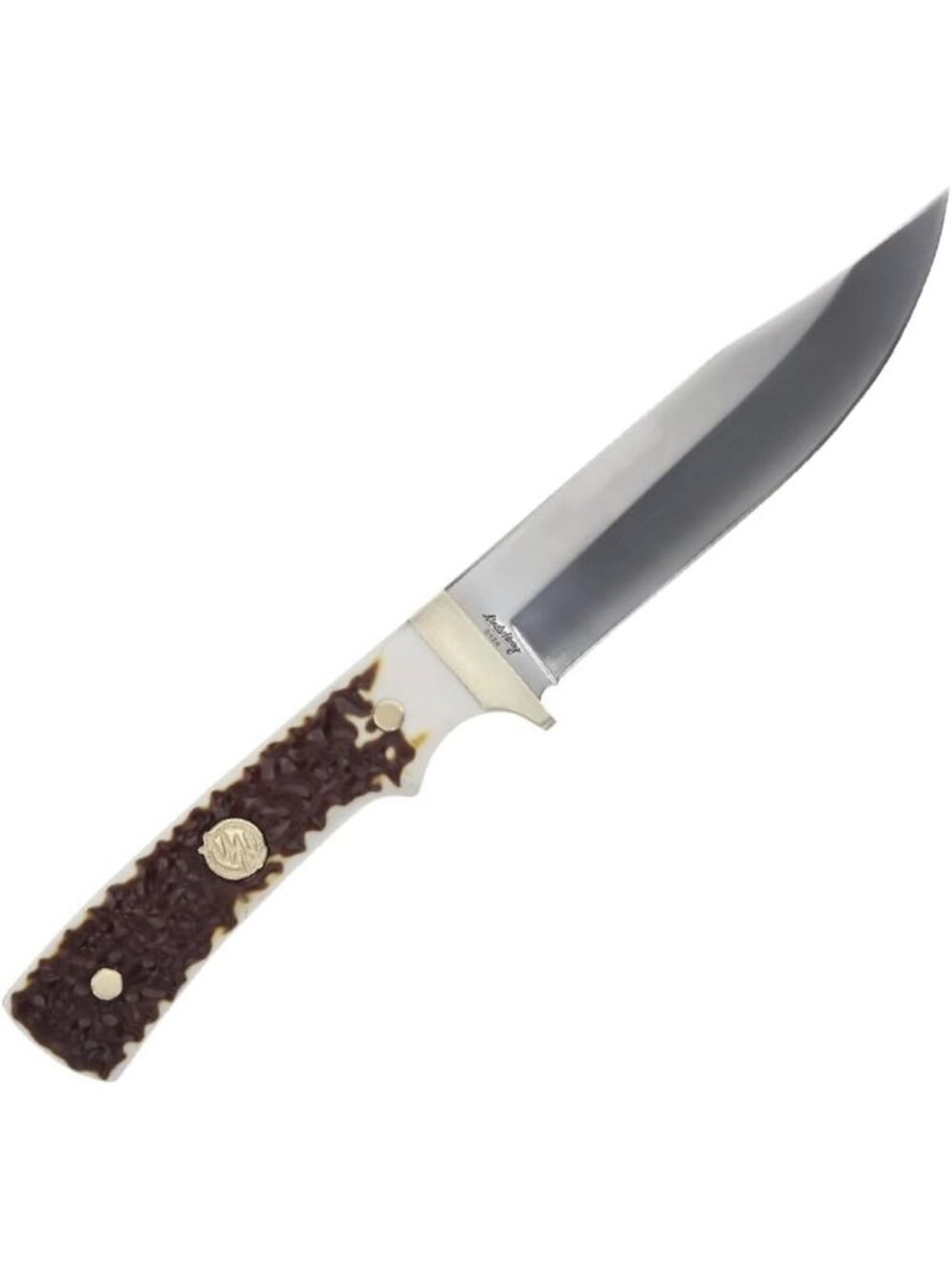 Fixed Blade Knife with Full Tang, Staglon Handle, 5.25" High Carbon Steel Blade